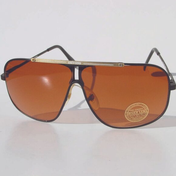 NWT TruVintage 90's Navigator style w/ Copper lens tech "De'Vons" logo Sunglass - Picture 1 of 5